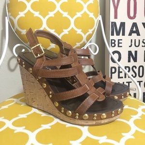 Brown Studded Wedges